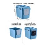 polivahome XL 3 Fonksiyonlu Premium Kapalı Kedi Tuvaleti ve Taşıma Çantası 56 x 40 x 43 Cm