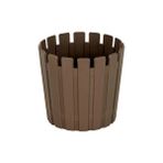 Poliwork Çit Desenli Yuvarlak Saksı 1,1 Lt – 130 mm Yuvarlak Dekoratif Çiçek Saksısı - Kahverengi