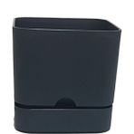 Poliwork Kare Tabaklı Saksı 1.5 Lt 130x120 mm - Modern Geometrik Saksı - Antrasit - 1,5 lt