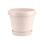 Poliwork Tabaklı Plastik Saksı 1,1 Lt – 13 cm Yuvarlak Modern Çiçek Saksısı - Sütlü Kahve