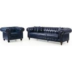 Polka Sofa Chester Model Koltuk Takımı 3+1 - Lacivert