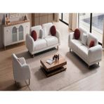 Polka Sofa Inci Koltuk Takımı 3+3+1 Teddy - Beyaz