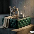 Polka Sofa Retro Deri Serisi Orta Sehpa - Orman Yeşili
