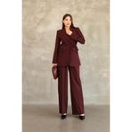 polle Kadın Bordo Yandan Bağlamalı Blazer Ceket Pantolon Takım