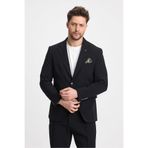 Polli Erkek Siyah Polyamid-Teknik Esnek Yazlık Serin Tutan Yarım Astarlı Slim Fit Spor Blazer Ceket Siyah 50