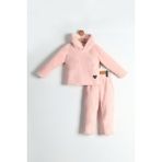 Pollito Çocuk Kapüşonlu Mickey Mouse Etiket Detaylı Peluş Sweatshirt ve Peluş Pantolon 2'li Alt Üst Takım - 5 - 6 Yaş - Pembe