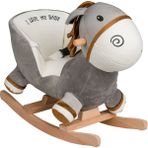Polly Baby Eğitici Peluş Sallanan At Gri Renk 0 - 24 Ay İçin Doğal Ahşap ve Güvenli Boyalarla