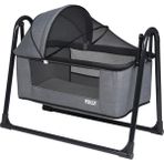POLLY BABY Keten Fileli Silinebilir Portatif Sallanır Anne Yanı Beşik Sepet Beşik Hamak Beşik Füme - 85 x 50 cm