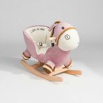 Polly Baby Poly Baby Pembe Eğitici Peluş Sallanan At Ahşap 0-10 kg Taşıma Kapasitesi ile Güvenli Oyun