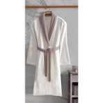 Polly Ivory Pamuk Erkek Bornoz - L - XL - Kahve - Bej