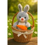 POLLYTOYS PELÜŞ OYUNCAKTA DÜNYA MARKASI Havuçlu Tavşan Gri 50 cm – Sevimli & Çocuklara Özel Hediye