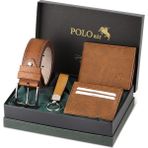 Polo Air Erkek Kemer Cüzdan Kartlık Anahtarlık Hediyelik Kutusunda Hm-09 - Taba