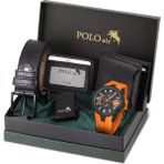 Polo Air Erkek Set Kombin Kemer Cüzdan Kartlık Çakmak Kol Saati Hediyelik Kutusunda Siyah Set PL-0974E7 - Kırmızı - Siyah