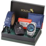Polo Air Erkek Set Kombin Kemer Cüzdan Kartlık Parfüm Kol Saati Hediyelik Kutusunda Lacivert Set Pl-0961e2