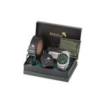 Polo Air Erkek Set Kombin Kemer Cüzdan Kartlık Parfüm Kol Saati Hediyelik Kutusunda Yeşil Set Pl-0961e3