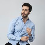 Polo Air Erkek Uzun Kol Gömlek Slimfit Likralı Kumaş PA-179 - Açık Mavi