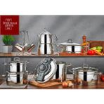 Polo Chef Ambians 18 Parça Çelik Tencere Seti Silver - 16-20-24-24 - Gümüş