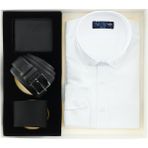 Polo Club Erkek Klasik Gömlek Hediye Seti Beyaz Renk 4'lü Kravat Kemer Cüzdan İçeren Set - 4XL