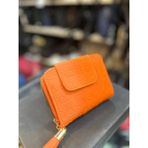 Polo Kadın Çift Kapaklı Desenli Mini Turuncu Cüzdan