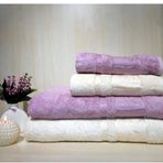 Polo Life 4 Parça Bamboo Hamam Seti, Banyo Havlu Takımı-Krem Mürdüm