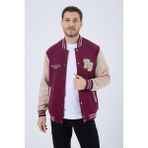 Polo State Erkek 3 Iplik Pamuklu Içi Polarlı Regular Fit Nakışlı Bordo Kolej Ceket - XL