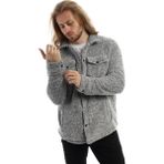Polo State Erkek Oversize Çıt Çıt Kapamalı Cepli Peluş Gri Melanj Ceket - XL