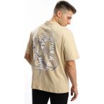 Polo State Erkek Oversize Fit Ön Arka Baskılı Basic Tişört Bej - M