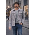 Polo State Erkek Peluş Yumuşak Dokulu Sherpa Ceket Açık Gri - 2XL