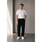 Polo State Erkek Siyah Baggy Fit Pileli Kumaş Pantolon