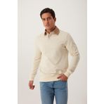 Polo State Erkek Uzun Basic Polo Yaka 2 Iplik Beyaz Bol Sweatshirt