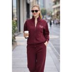 Polo State Kadın Bordo Fermuarlı Sweat Ceket – Regular Fit Günlük Spor Eşofman Üstü