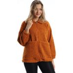 Polo State Kadın Fermuarlı Stoper Detaylı Kıvırcık Peluş Ceket Tarçın - XL