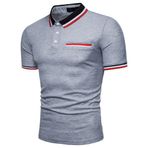 Polo tişört Kanpola T-Shirt Erkek Slim Fit Puantiyeli Tişört Sweatshirt Atlet Kas Tişört Top Bluz, B-gri, XL