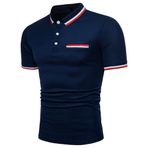 Polo tişört Kanpola T-Shirt Erkek Slim Fit Puantiyeli Tişört Sweatshirt Atlet Kas Tişört Top Bluz, B-Marine, XL
