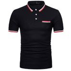 Polo tişört Kanpola T-Shirt Erkek Slim Fit Puantiyeli Tişört Sweatshirt Atlet Kas Tişört Top Bluz, B-siyah, XXL