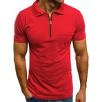 Polo tişört Kanpola T-Shirt Erkek Slim Fit Puantiyeli Tişört Sweatshirt Atlet Kas Tişört Top Bluz, C-kırmızı, S