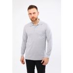Polo Yaka Gri Uzun Kollu Süprem Sweatshirt Iş Tişörtü GRİ-L