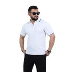 Polo Yaka Kısa Kol Erkek Örme Triko Tişört BEYAZ M