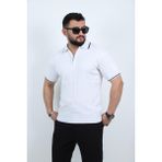 Polo Yaka Kısa Kol Erkek Örme Triko Tişört - Beyaz