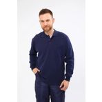 Polo Yaka Lacivert Uzun Kollu Sweatshirt Pike Örme Iş Sweatşörtü LACİVERT-S