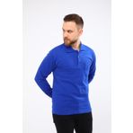 Polo Yaka Saks Mavi 20 10 İki İplik Kışlık İş Sweatshirt Saks Mavi-XL
