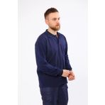 Polo Yaka Süprem Yazlık Sweatshirt Uzun Kollu Tek Cepli%100 Pamuk Unisex Lacivert-L