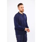 Polo Yaka Süprem Yazlık Sweatshirt Uzun Kollu Tek Cepli%100 Pamuk Unisex Lacivert-XL
