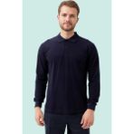 Polo Yaka Uzun Kollu Tshirt 100 Pamuk Padus Shirt Şık Konforlu Iş - Lacivert - 4XL