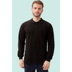 Polo Yaka Uzun Kollu Tshirt 100 Pamuk Padus Shirt Şık Konforlu Iş - Siyah - XL