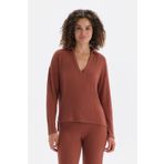 POLO YAKA YARIM PATLI SWEATSHIRT Kiremit