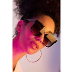 POLO55 Gold Detaylı Leopar Desenli Büyük Kasa Kadın Güneş Gözlüğü PL22KG001R003