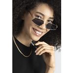 POLO55 Gold Metal Çerçeveli Siyah Camlı Beşgen Retro Kadın Güneş Gözlüğü