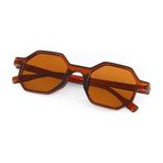 Polo55 Octagon Retro Tasarım Kahverengi Sekizgen PL22KG636 Unisex Güneş Gözlüğü