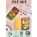 polo55.sport.1855 3’Lü Bölmeli Saklama Kabı Seti- Beslenme Yemek Kutusu Lunch Box